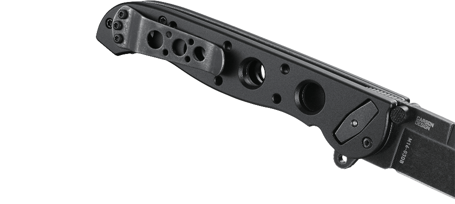 Nóż CRKT M16-03DB M16-03DB to nowa wersja popularnego modelu M16, projektu Kita Carsona. Nowa odsłona łączy trzy rewolucyjne rozwiązania: system łożyskowy IKBS, blokadę Deadbolt oraz wspomagane wysuwanie ostrza. Idealne połączenie funkcjonalności i wydajności. Dane Techniczne: Długość całkowita – 209.55 mm Długość po złożeniu – 118.16 mm Waga – 113.40 g Rękojeść – Aluminium Blokada – Deadbolt Lock - LifeGun.pl Nóż CRKT M16-03DB-3