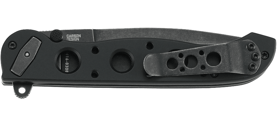 Nóż CRKT M16-03DB M16-03DB to nowa wersja popularnego modelu M16, projektu Kita Carsona. Nowa odsłona łączy trzy rewolucyjne rozwiązania: system łożyskowy IKBS, blokadę Deadbolt oraz wspomagane wysuwanie ostrza. Idealne połączenie funkcjonalności i wydajności. Dane Techniczne: Długość całkowita – 209.55 mm Długość po złożeniu – 118.16 mm Waga – 113.40 g Rękojeść – Aluminium Blokada – Deadbolt Lock - LifeGun.pl Nóż CRKT M16-03DB-7