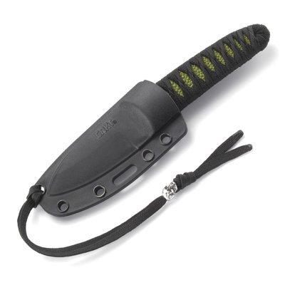 Asystent otwierania: Nie | Ostrze ząbkowane: Nie | Futerał: Nylonowy z włóknem szklanym | Opakowanie: karton | Waga (g): 80 | Rodzaj ostrza:: Drop point | Stal: 8Cr13MoV | Wykończenie ostrza: Czarny azotek tytanu + zdobienie | Grubość ostrza (cm): 0.35 | Rękojeść: Pleciona | Twardość materiału ostrza::: 56-58 HRC | Projektant: Lucas Burnley | Długość całkowita (cm): 15.9 | Blokada ostrza: Ostrze stałe | Długość ostrza (cm): 7.2 - LifeGun.pl Nóż CRKT 2470 Burnley Achi-6