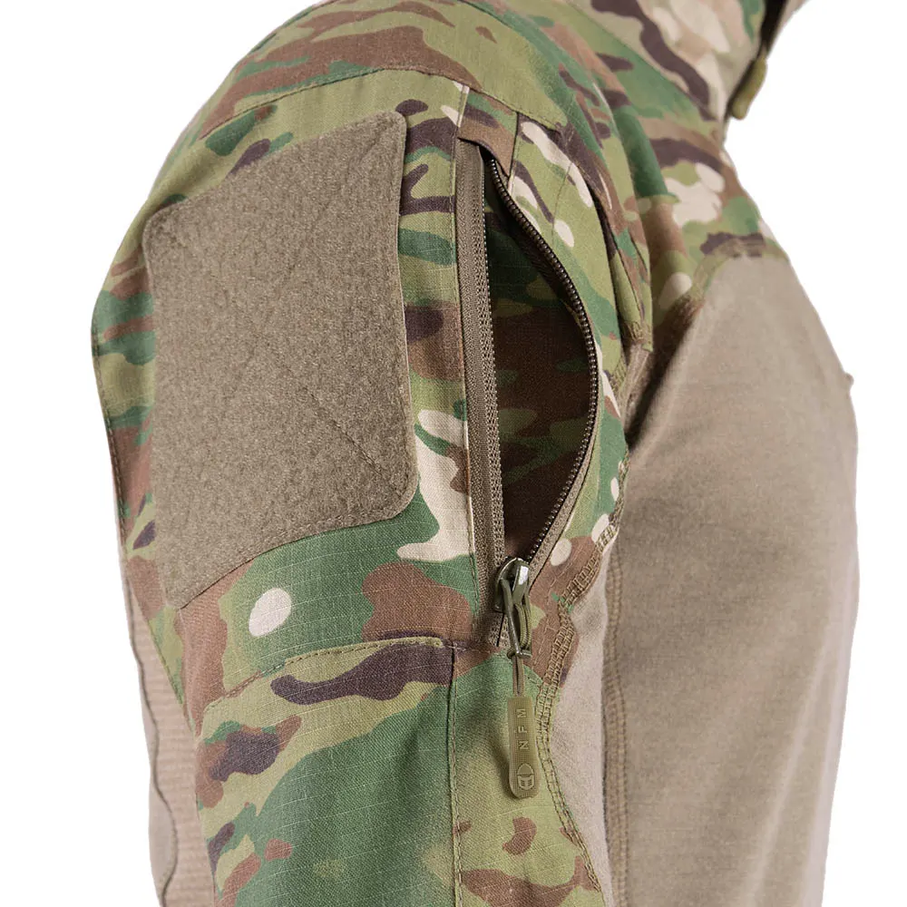 Ognioodporna bluza bojowa NFM GARM™ Combat Shirt MultiCam® FR 2.0. Oddychająca dzianina FR w korpusie, wzmocnione rękawy i karczek z tkaniny FR, panele mesh pod pachami, płaskie szwy i ergonomiczny krój pod kamizelkę. Rozmiary XS–3XL. - LifeGun.pl Bluza taktyczne NFM GARM Combat Shirt Multicam® FR 20 4