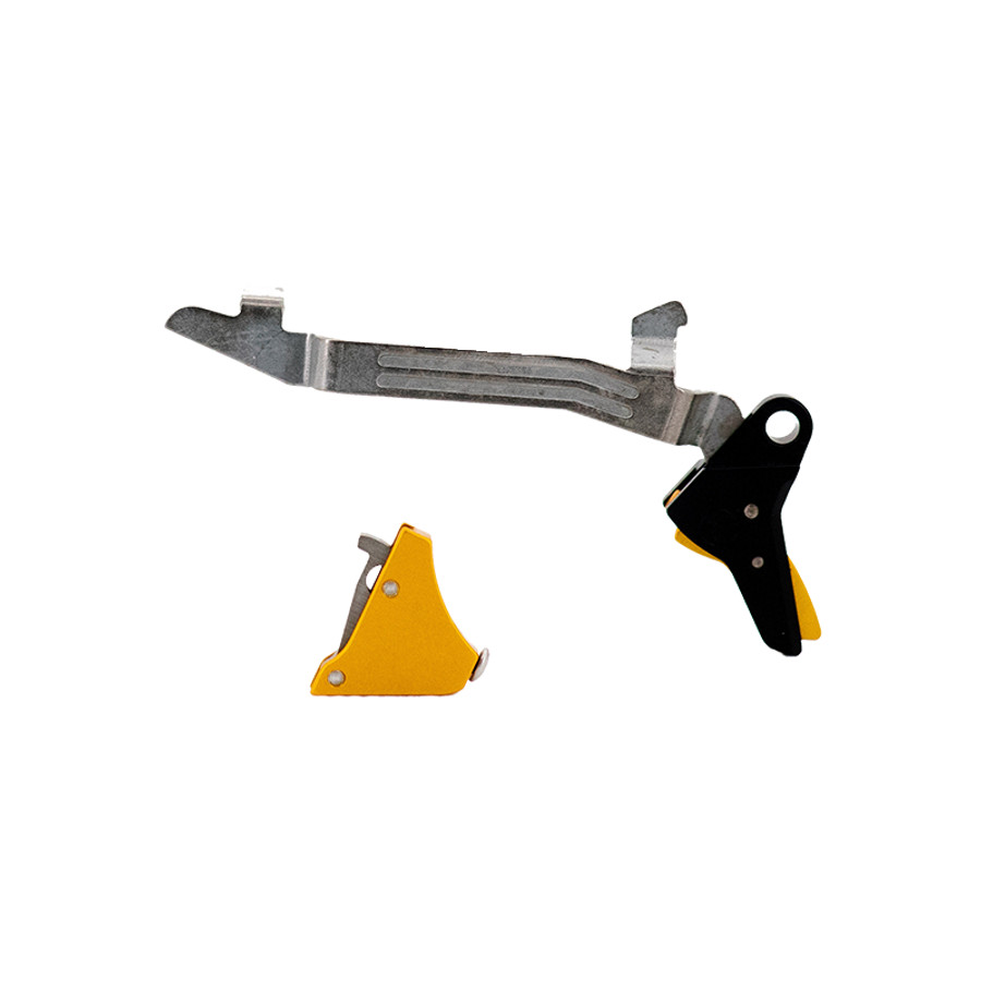 Odkryj wyczynowy spust do Glock Gen 5 Timney Trigger Red Alpha Competition, wytrzymały i precyzyjny, testowany na 10 000 strzałów bez problemu. - LifeGun.pl Spust Timney Glock 5 Gold Alpha Competition Gen5