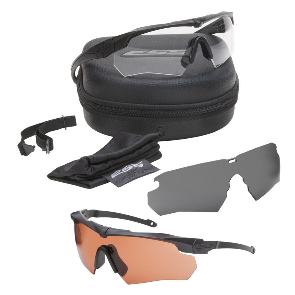 Okulary balistyczne Crossbow™, należące do linii produktów Cross-Series™. Wyposażone są w odporne na zarysowania, łatwe do wymiany wizjery balistyczne z ochroną anti-fog, które nie zniekształcają obrazu na całym polu widzenia oraz zapewniają 100% ochronę przed promieniowaniem UVA i UVB. Zaletą okularów Crossbow™ jest zerowa lub bardzo mała podatność na parowanie oraz duża odporność na zarysowania - LifeGun.pl ESS - Crossbow Suppressor 2X+ Issue Kit - 740-0388-1