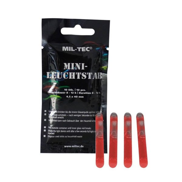 Mil-Tec - Lightstick światła chemiczne Mini - 4,5 x 40 mm - 10 szt. - Czerwony - 14931510-1