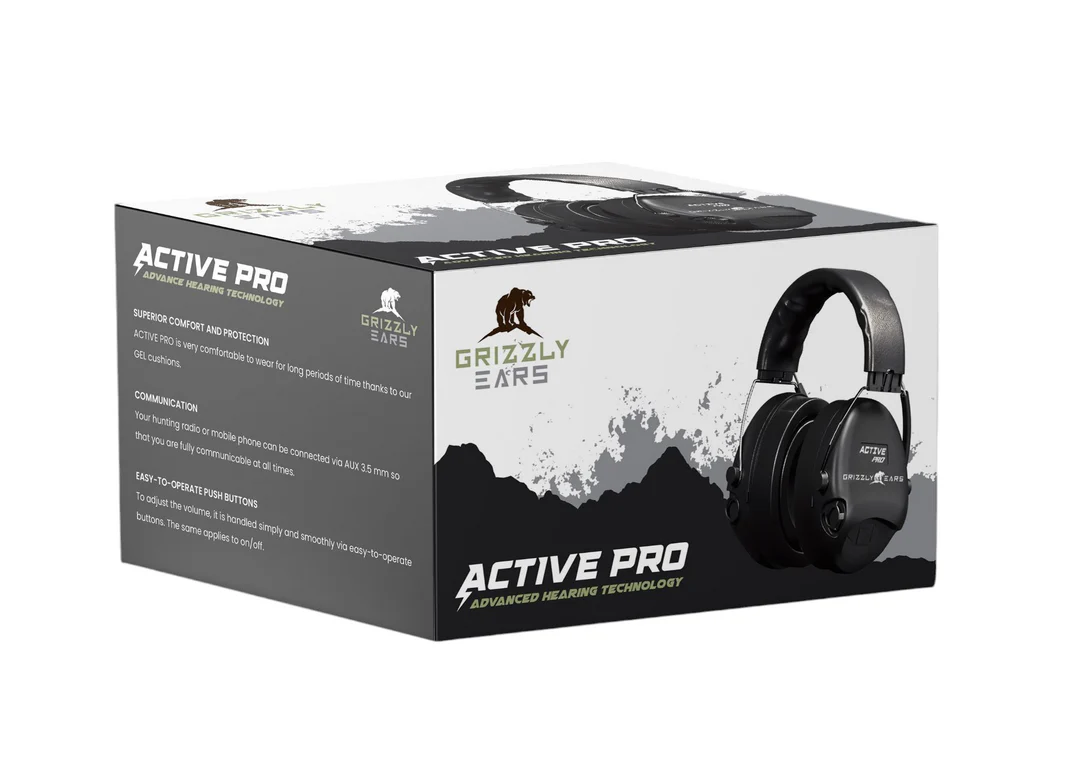 Aktywne ochronniki słuchu GRIZZLY EARS Active Pro 6 EarmuffsActiveProPackagingMockup