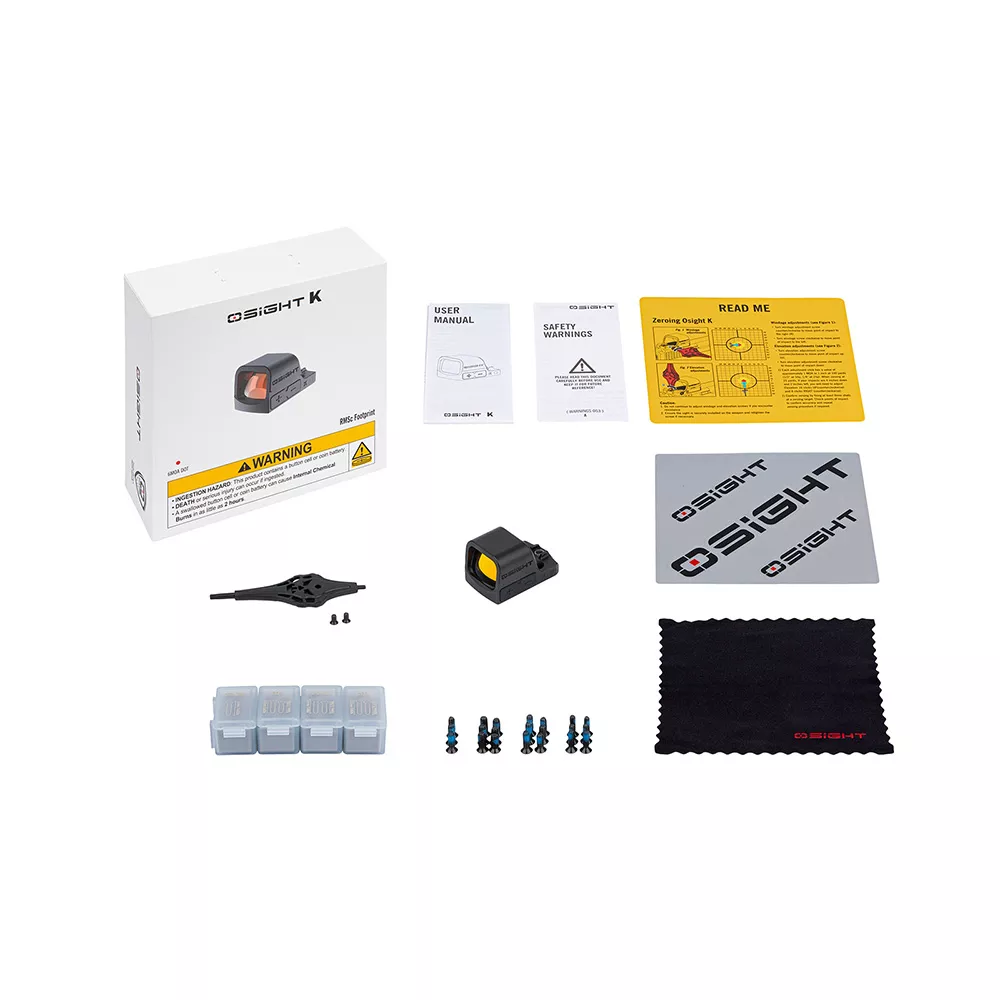 OLIGHT OSIGHT K montaż w standardzie RMSc, kropka 6 MOA. Otwarty kolimator wykonany z bardzo wytrzymałego i lekkiego aluminium 7075-T6, pokrytego czarną, matową powłoką. - LifeGun.pl Kolimator Olight Osight K Black znak celowniczy kropka 6 MOA 2