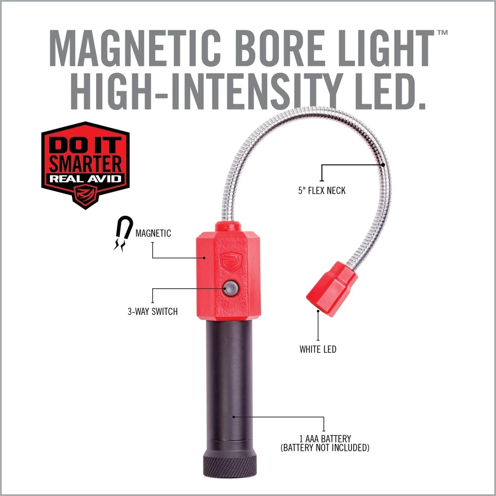 Real Avid - Lampka magnetyczna do czyszczenia luf Bore Light - 100 lumenów - Czarna/Czerwona - AVBR101-B 2 Zdjęcie 2 — SPC-42772