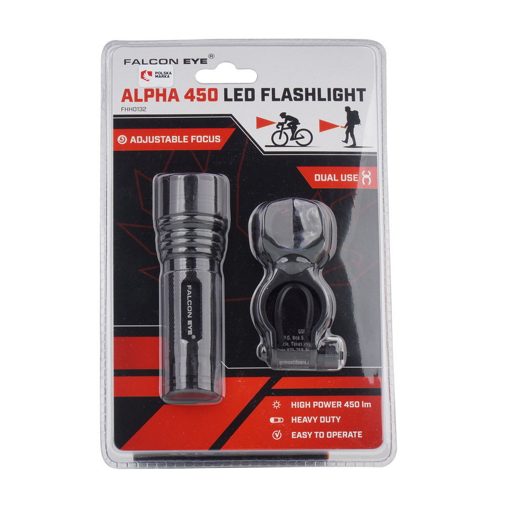 Falcon Eye - Latarka LED Alpha z uchwytem rowerowym - 450 lm - Czarna - FHH0132 5 Zdjęcie 5 — SPC-39833