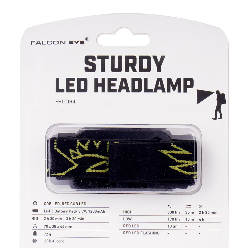 Falcon Eye - Latarka czołowa Sturdy - 500lm - USB-C - Czarny - FHL0134 3 Zdjęcie 3 — SPC-41798