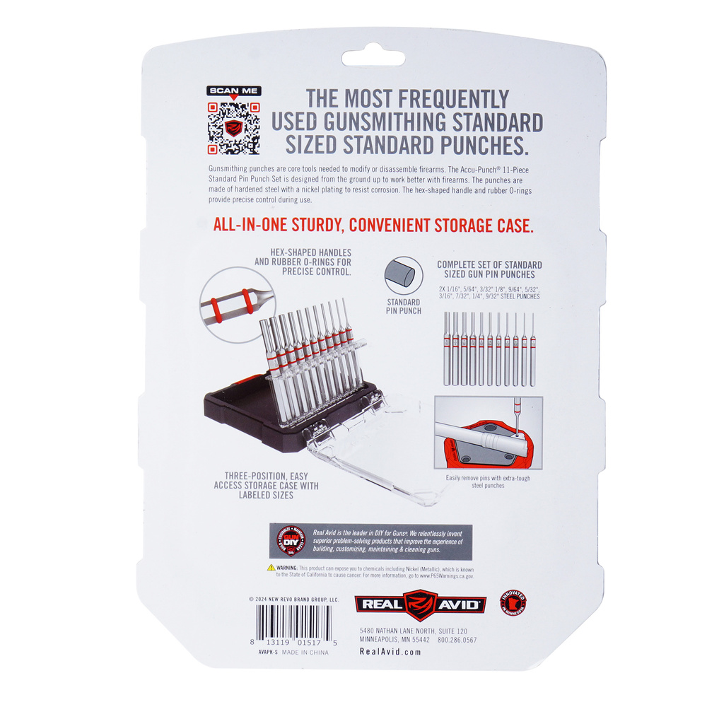 Real Avid - Zestaw wybijaków Standard Pin Accu-Punch - 11 elementów - Stalowe - AVAPK-S 4 Zdjęcie 4 — SPC-45779