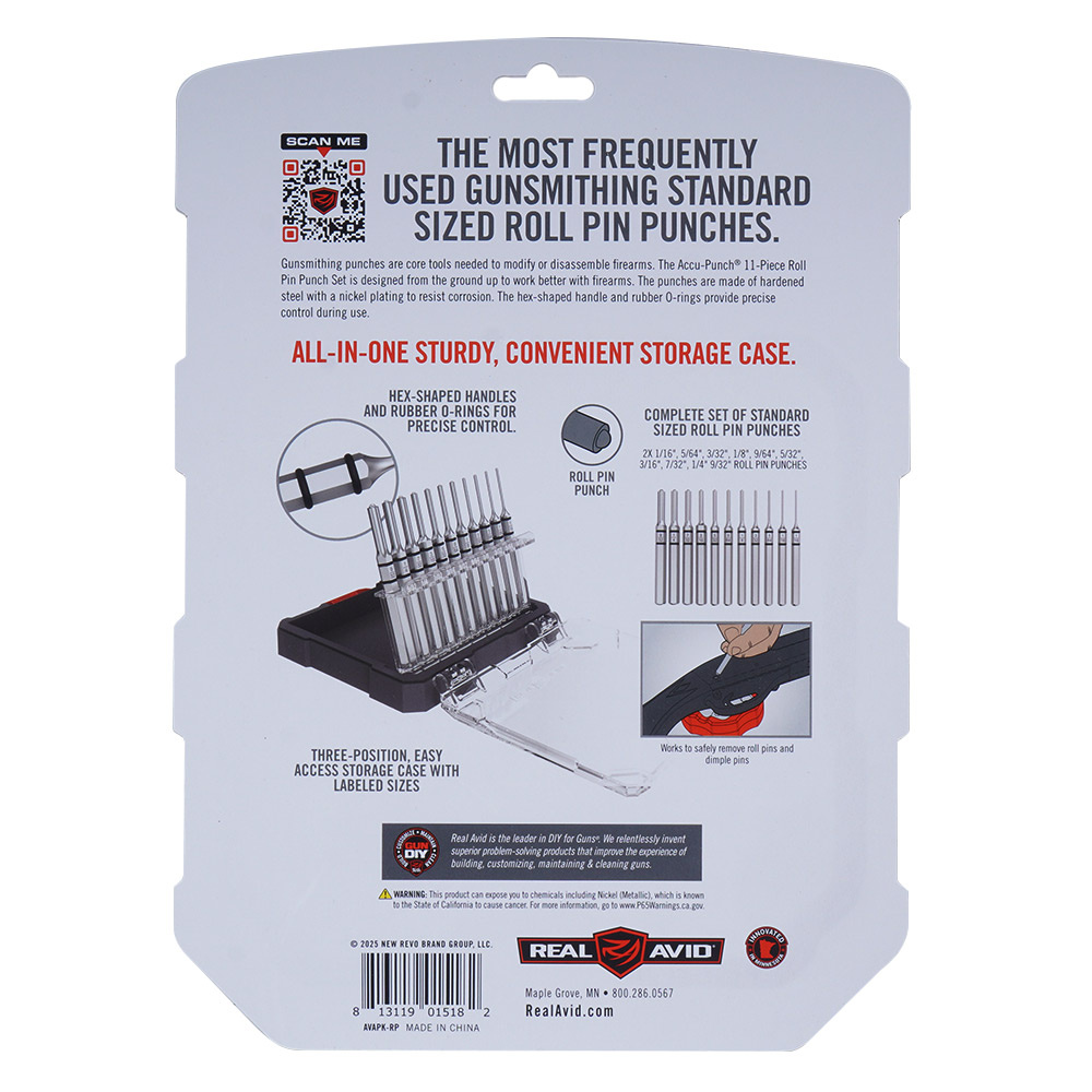 Real Avid - Zestaw wybijaków Roll Pin Accu-Punch - 11 elementów - Stalowe - AVAPK-RP 3 Zdjęcie 3 — SPC-45867