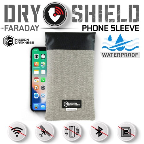 Pokrowiec na telefon Mission Darkness Dry Shield Faraday. Wymiary 7,5" x 4" 3 MDFB DS PS hero.jpg